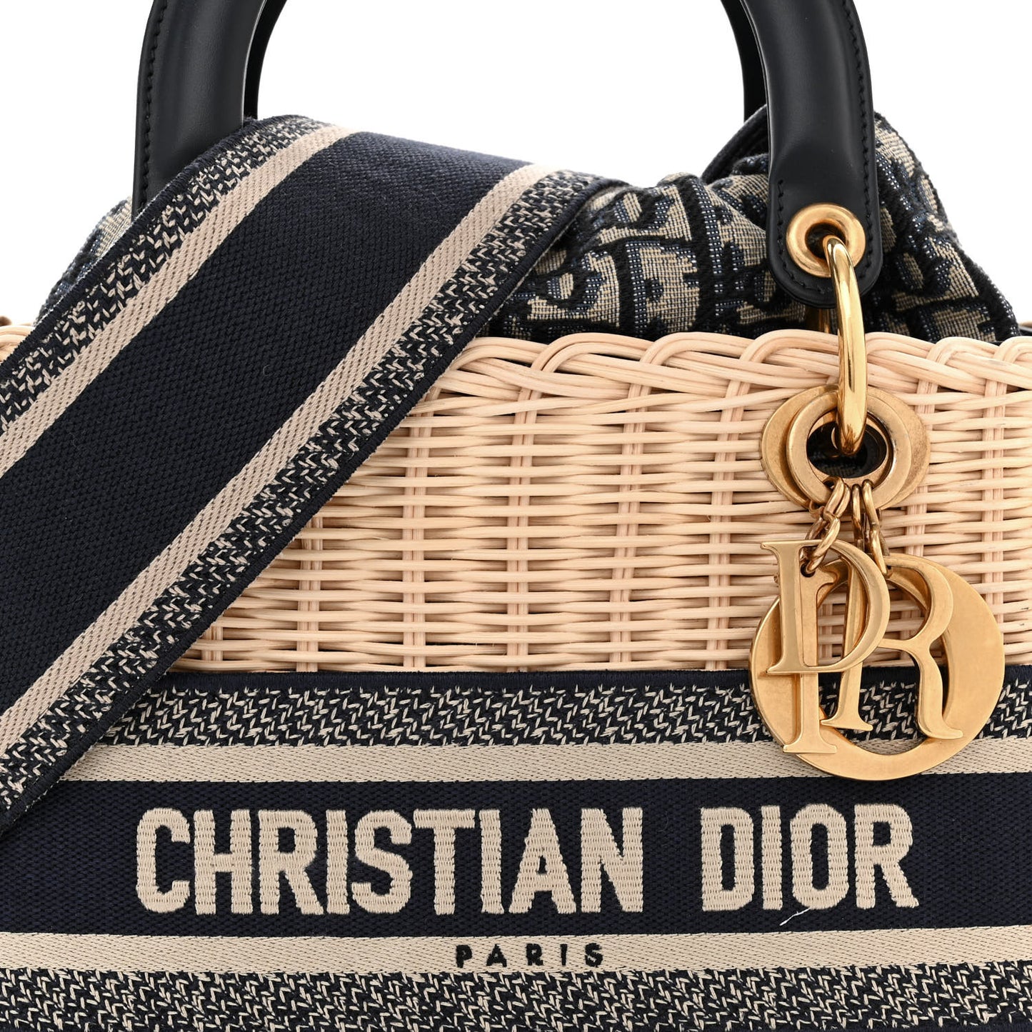Wicker Oblique Medium Lady Dior Bag Blue