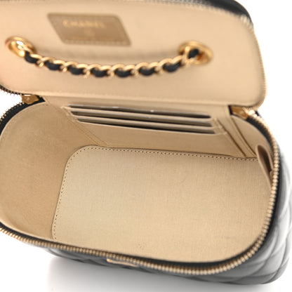 Chanel Lambskin Quilted Pearl Crush Small Vanity Case With Chain Black 5 of 9