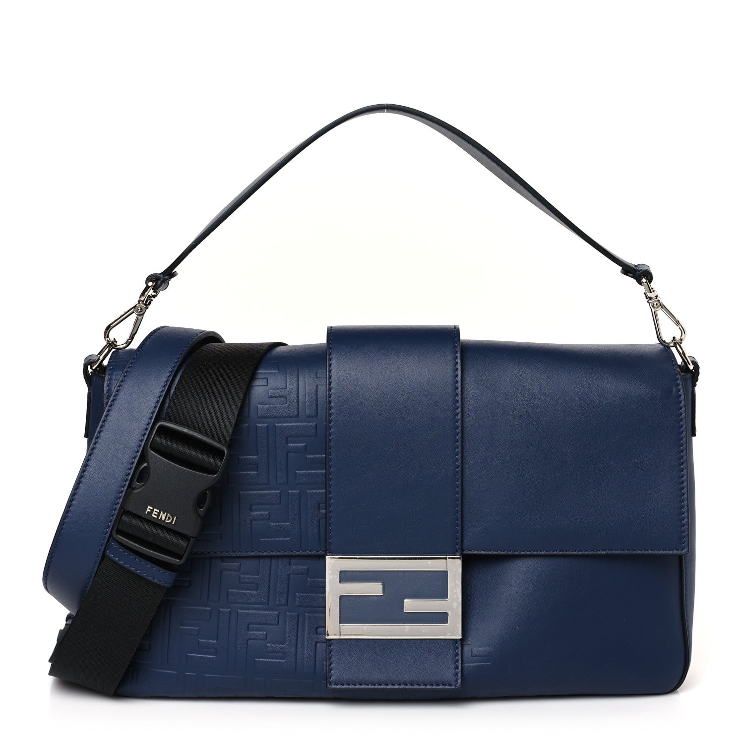 Fendi Vitello Grace FF Gradient Embossed Large Baguette Blueberry 1 of 9