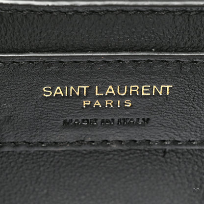 Saint Laurent Grain De Poudre Textured Mixed Matelasse Triquilt Small Monogram Satchel Black 6 of 11