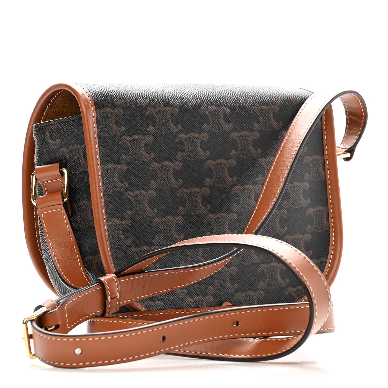Celine Triomphe Canvas Medium Folco Bag Tan 3 of 10