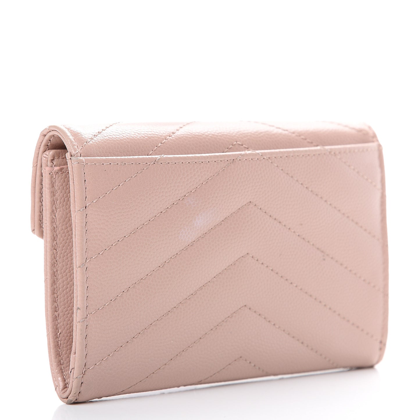 Grain De Poudre Matelasse Chevron Small Monogram Envelope Wallet Pale Pink