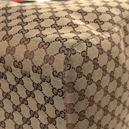 Gucci GG Monogram Web Large Collapsible Carry On Duffle Beige Brown 10 of 11