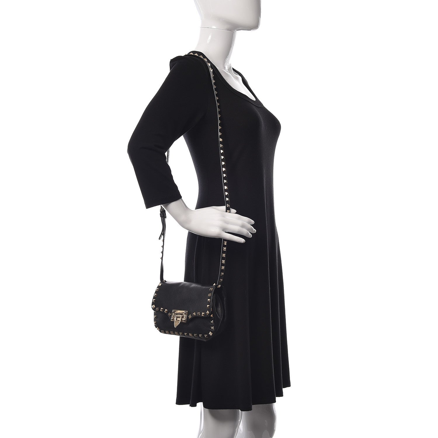 Valentino Garavani Vitello Mini Rockstud Flap Saddle Crossbody Bag Black 2 of 9