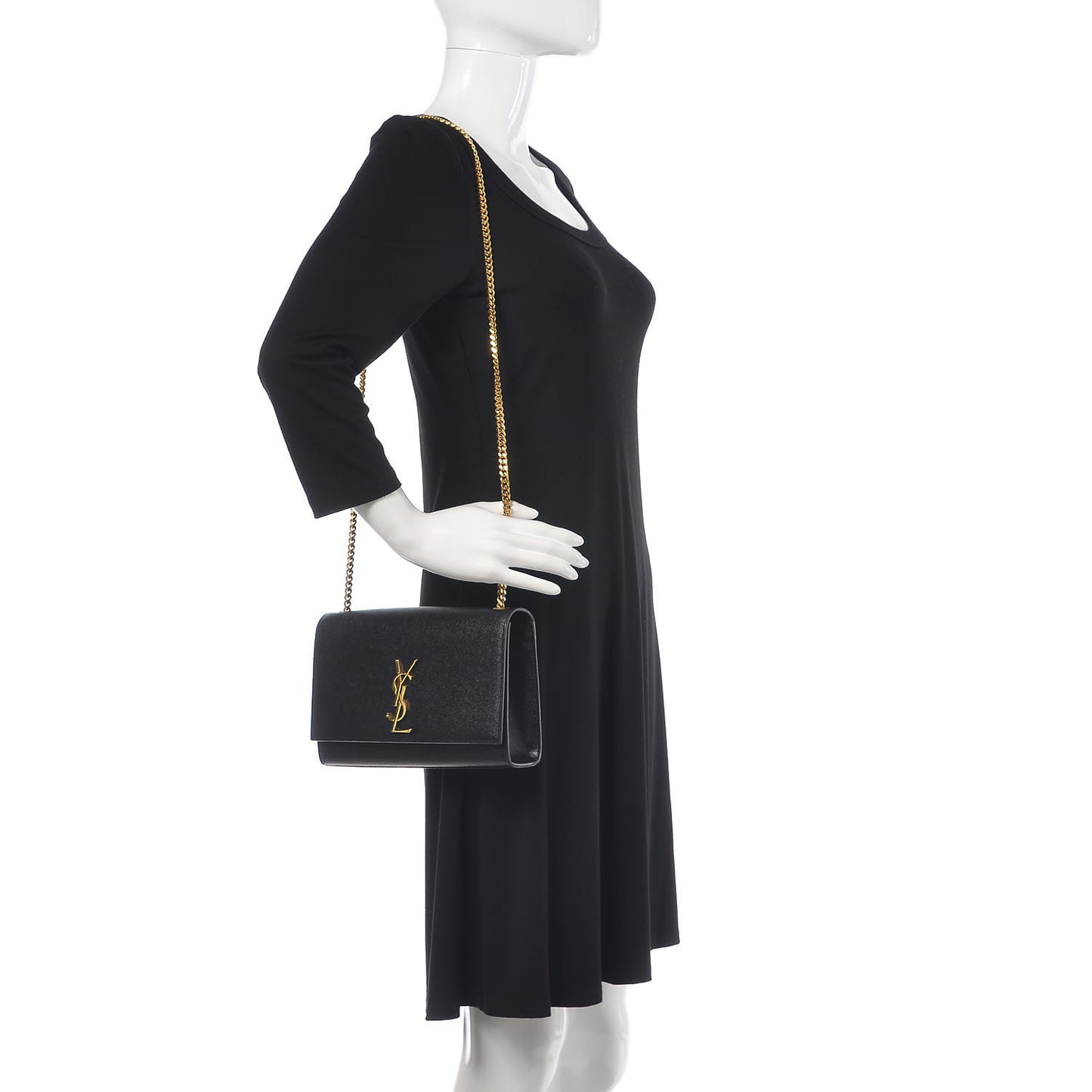 Grain De Poudre Medium Classic Monogram Kate Satchel Black