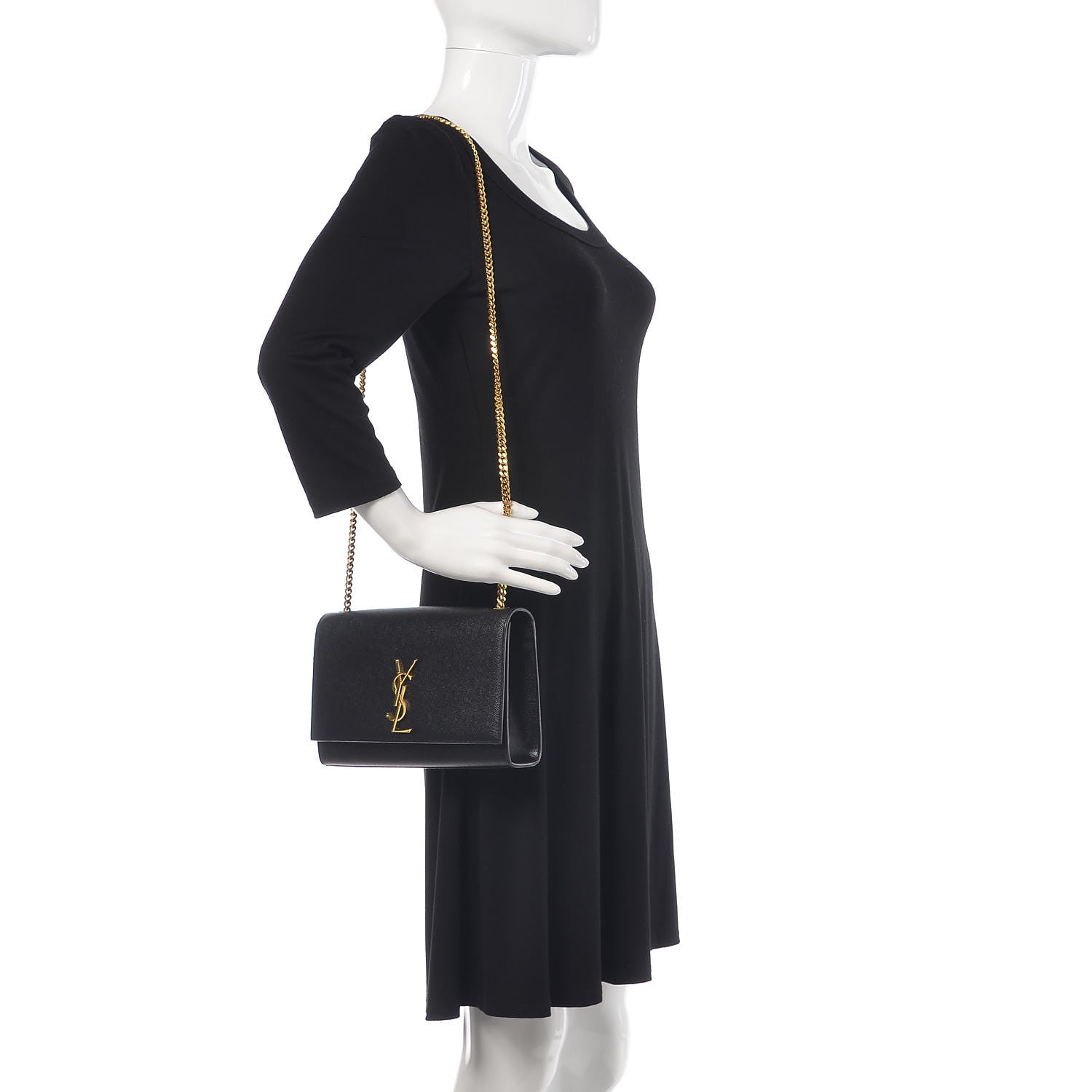 Saint Laurent Grain De Poudre Medium Classic Monogram Kate Satchel Black 2 of 14