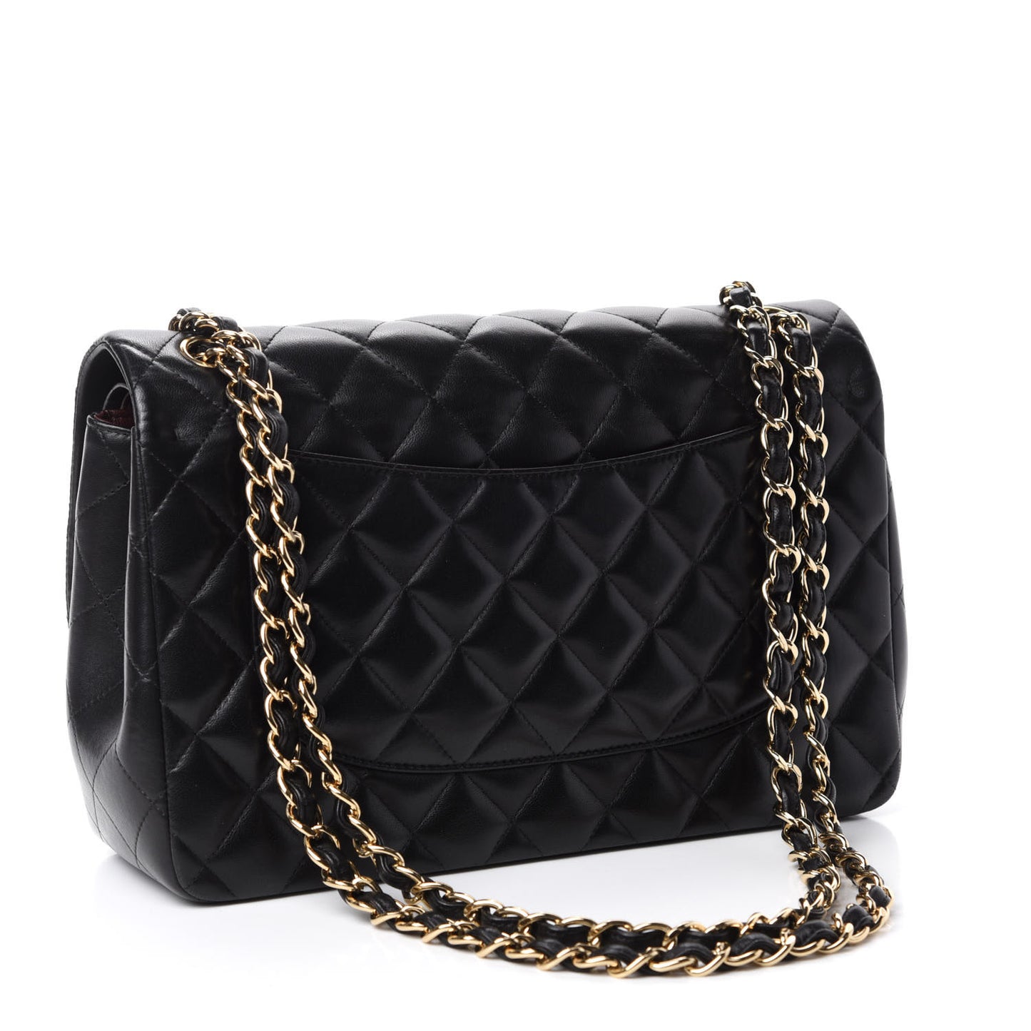 Lambskin Quilted Jumbo Double Flap Black