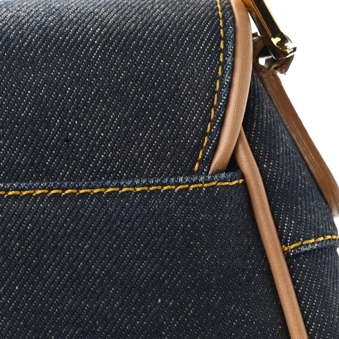 Denim Calfskin Saddle Bag Blue