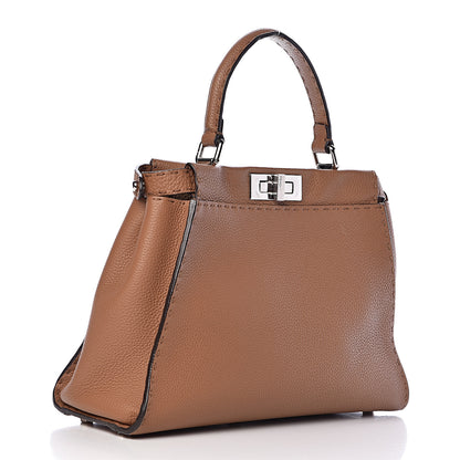 Fendi Cuoio Romano Selleria Bi-Color Medium Peekaboo Iconic Satchel Mou Deserto 3 of 12