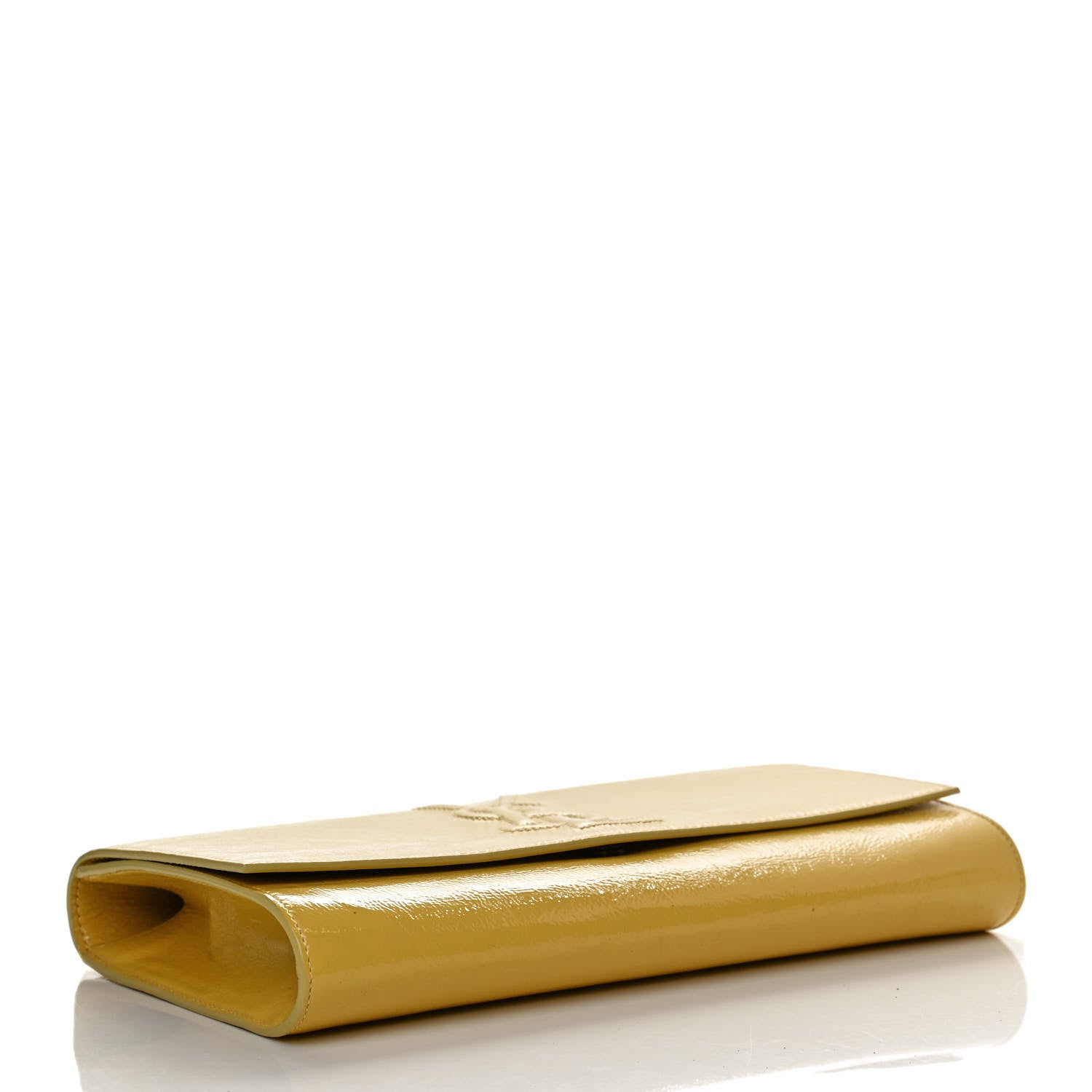 Saint Laurent Textured Patent Calfskin Monogram Large Belle De Jour Clutch Lemon 4 of 11