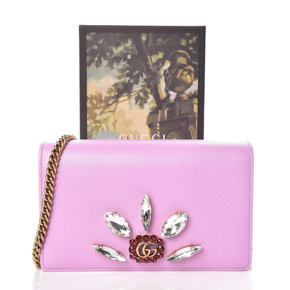Gucci Calfskin Marquise Crystals Mini GG Chain Wallet Malva 11 of 11