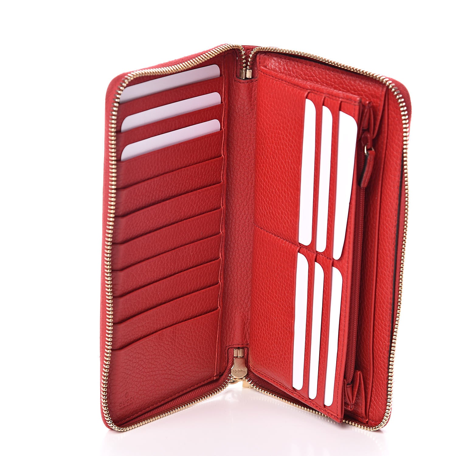 Gucci Pebbled Calfskin Soho Zip Around Wallet Red 5 of 7