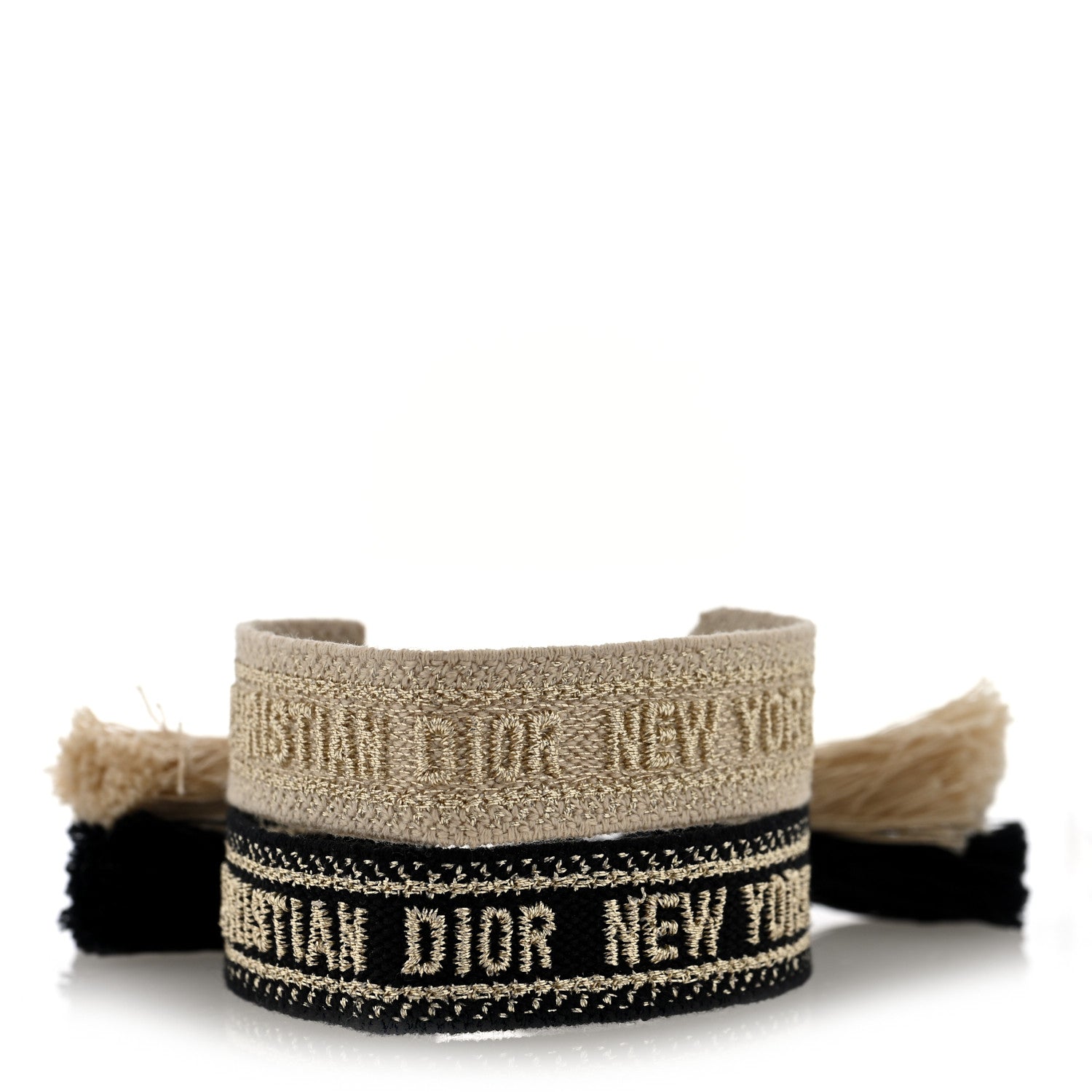 Christian Dior Woven Cotton J'Adior Friendship Bracelet Set Gold Black 1 of 3