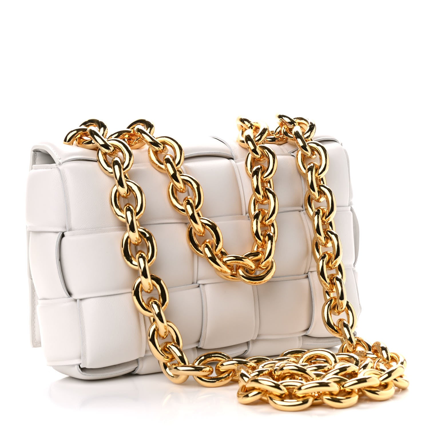 Bottega Veneta Lambskin Maxi Intreccio Padded Chain Cassette Crossbody Bag White 2 of 7