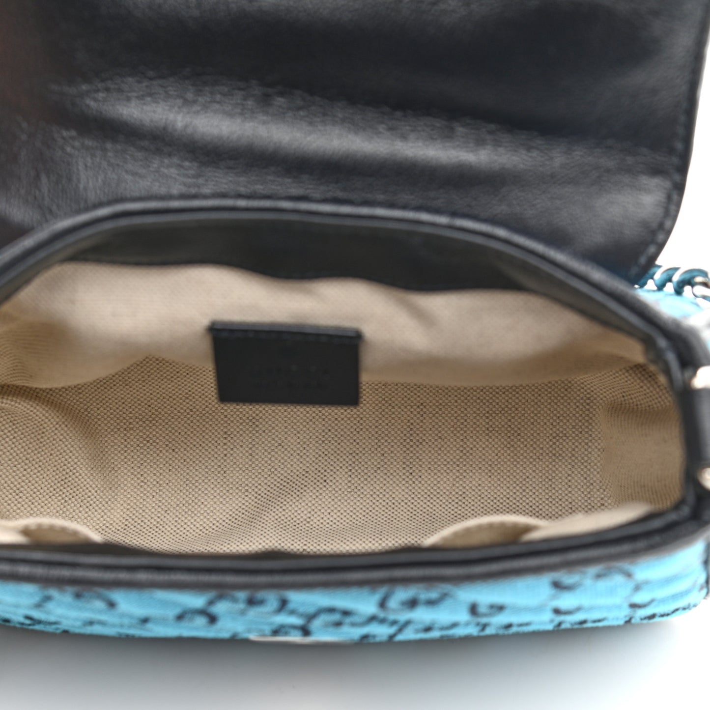 Monogram Multicolor Matelasse Diagonal Mini GG Marmont Top Handle Shoulder Bag Light Blue