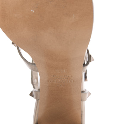 Valentino Garavani Metallic Calfskin Rockstud 90mm City Sandals 38.5 Skin 8 of 9