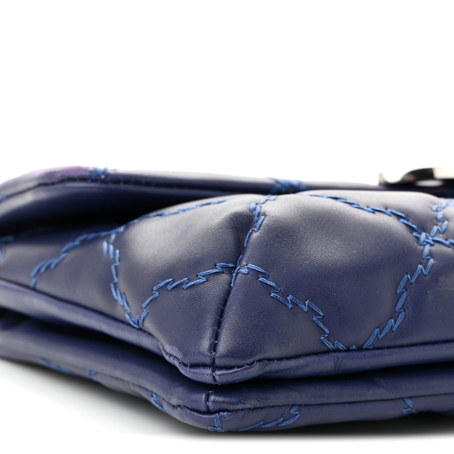Chanel Calfskin Quilted Double Stitch Hamptons Clutch with Chain Blue 9 of 11