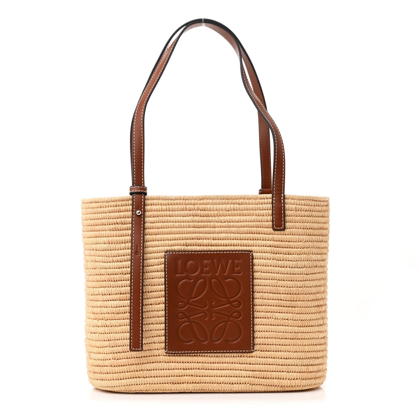 Raffia Small Square Basket Tote Bag Natural Tan