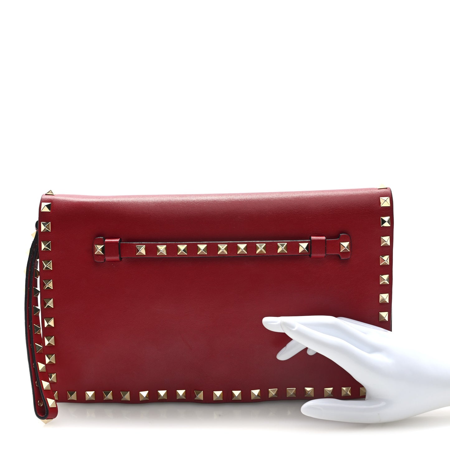 Nappa Rockstud Wristlet Clutch Rosso Valentino