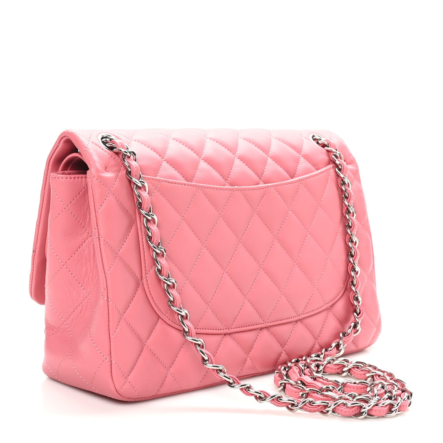 Lambskin Quilted Jumbo Double Flap Pink