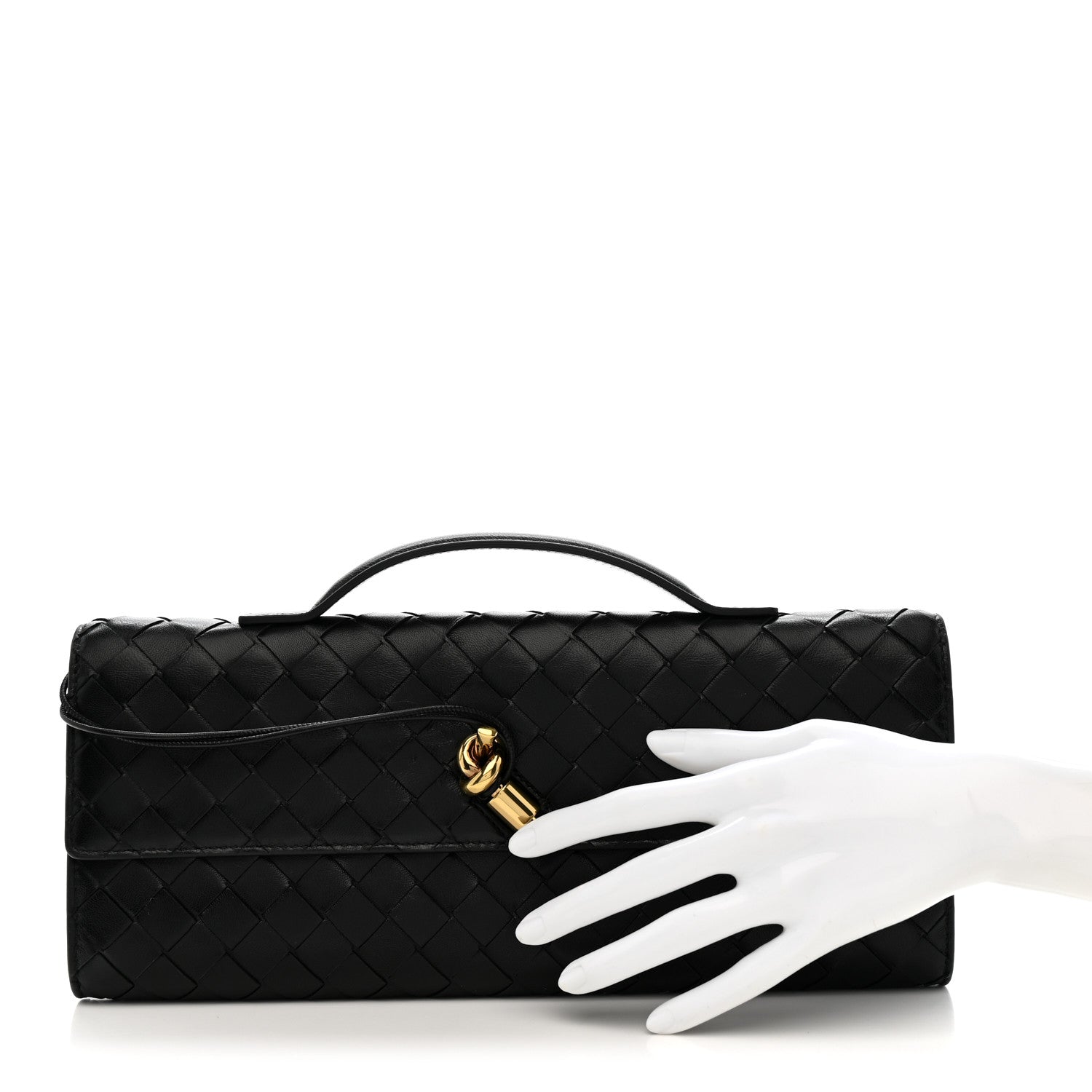 Bottega Veneta Nappa Intrecciato Long Andiamo Top Handle Clutch Black 2 of 10