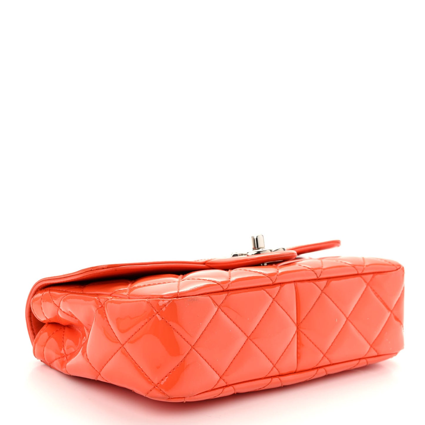 Patent Quilted Small Coco Shine Flap Orange