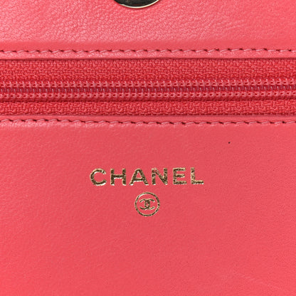 Chanel Lambskin Chevron Quilted Boy Wallet On Chain WOC Pink 7 of 13