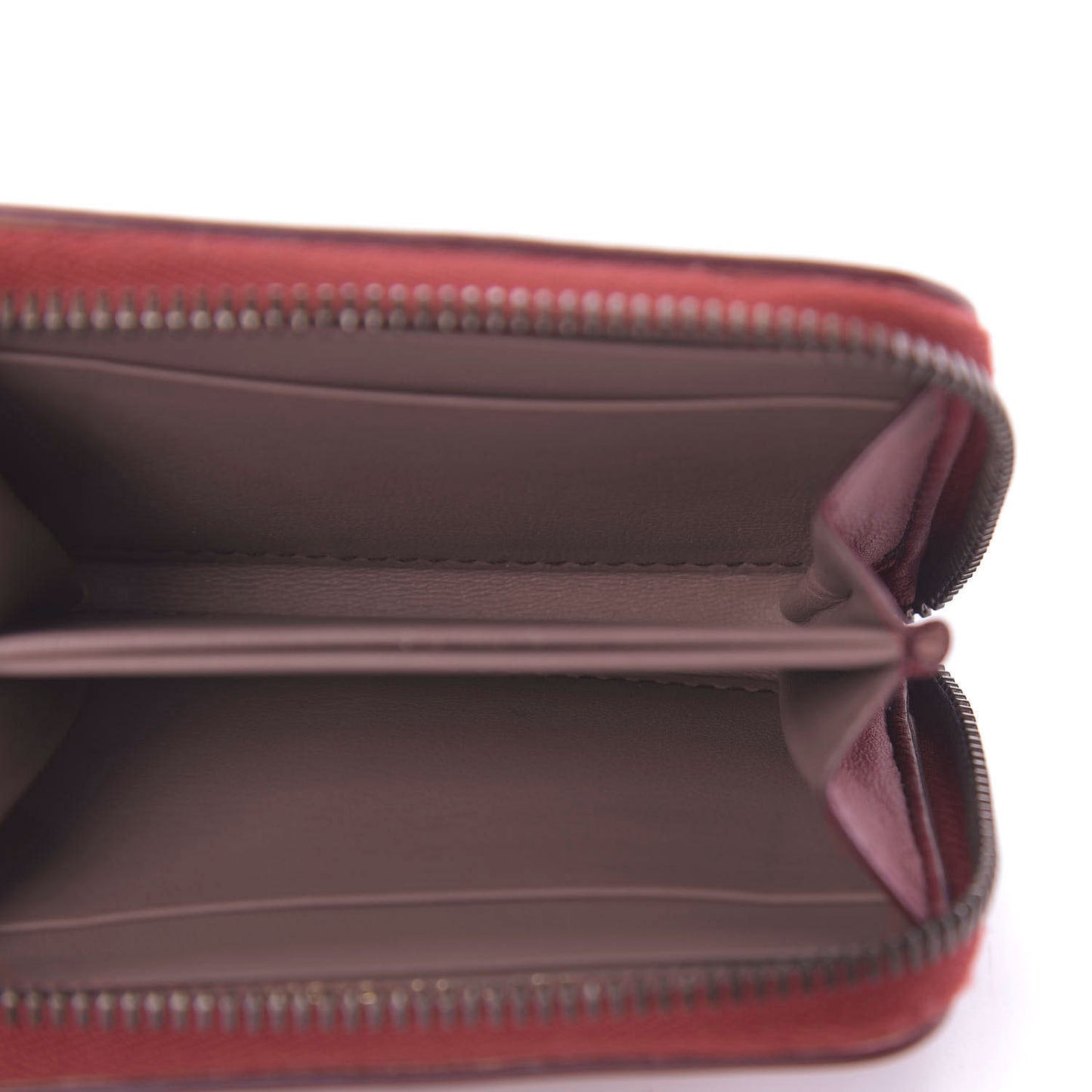 Nappa Intrecciato Zip Around Coin Purse Red