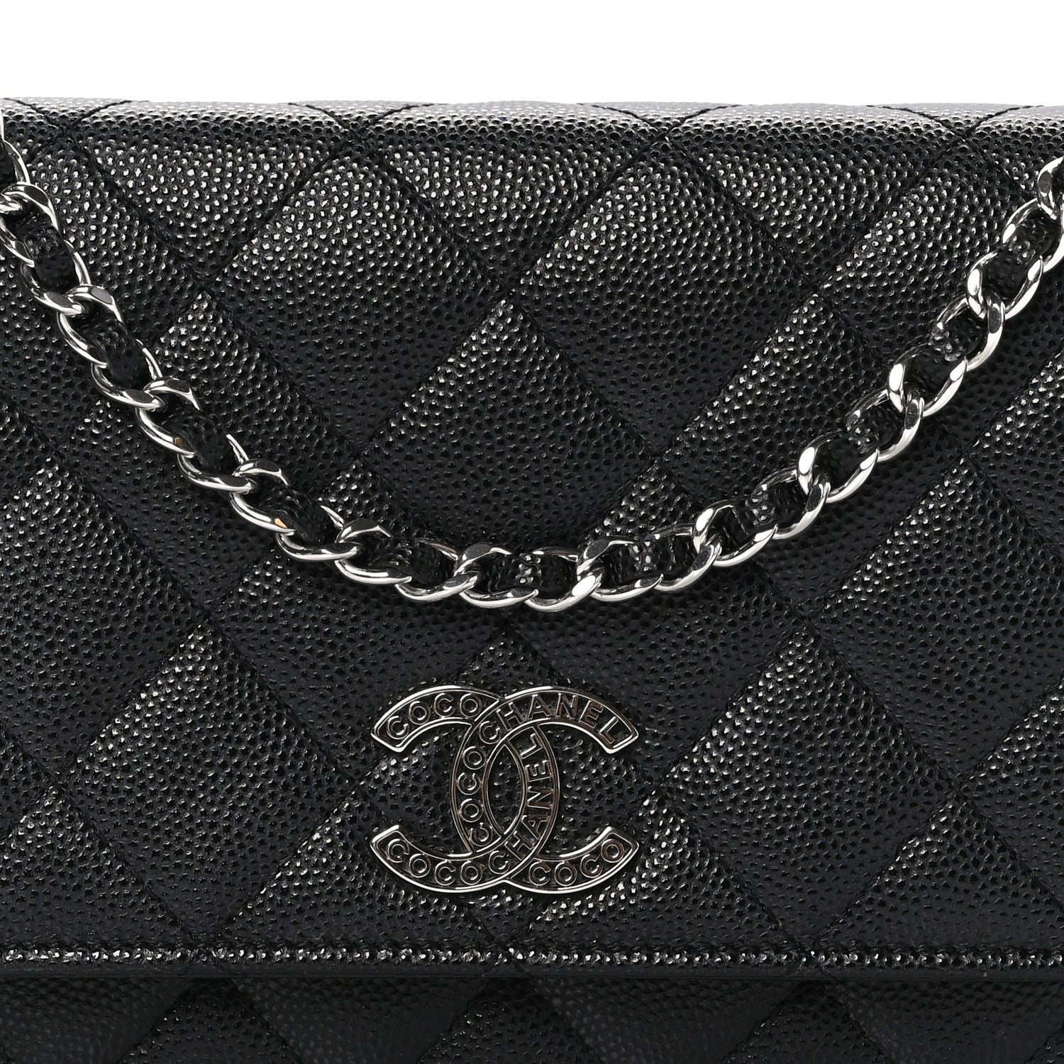 Chanel Caviar Quilted CC Logo Wallet on Chain WOC Black 9 of 11