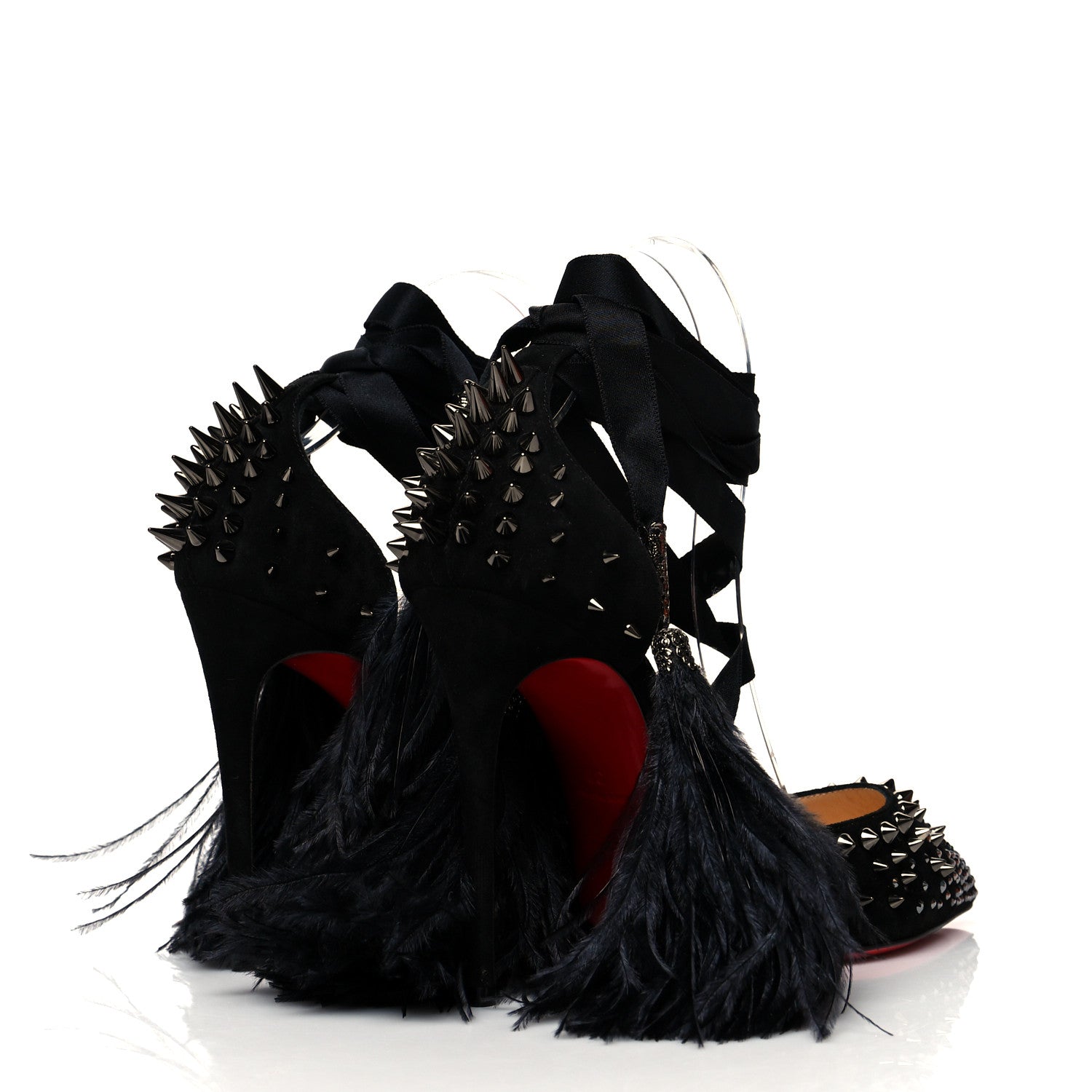 Christian Louboutin Velour Spikes Fairy 100 Pumps 38 Black 4 of 9