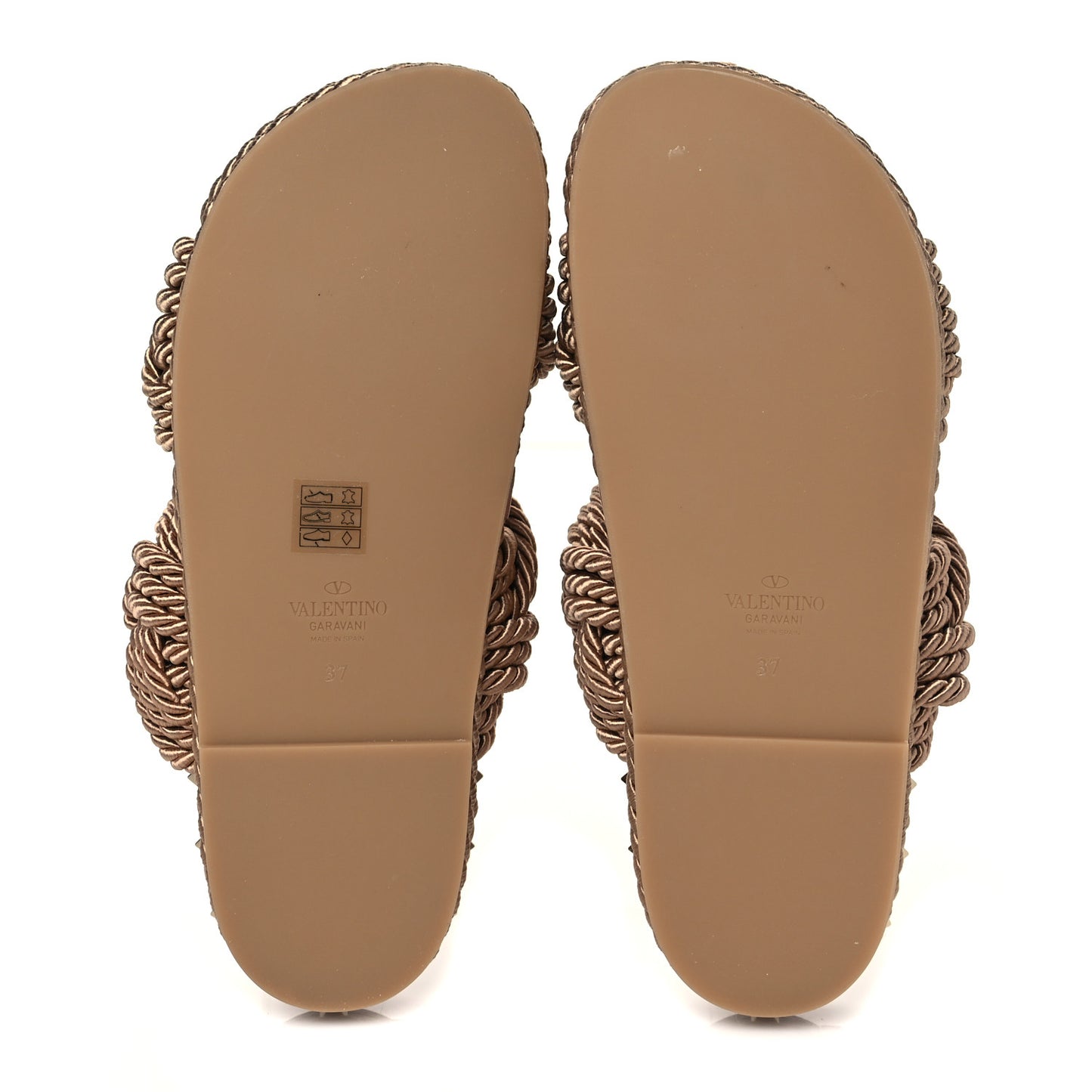 Calfskin Silk Woven Rockstud Torchon 5mm Sandals 37 Poudre
