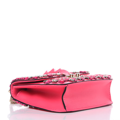 Valentino Garavani Vitello Crystal Small Glam Lock Rockstud Flap Fuxia Fluo 4 of 10