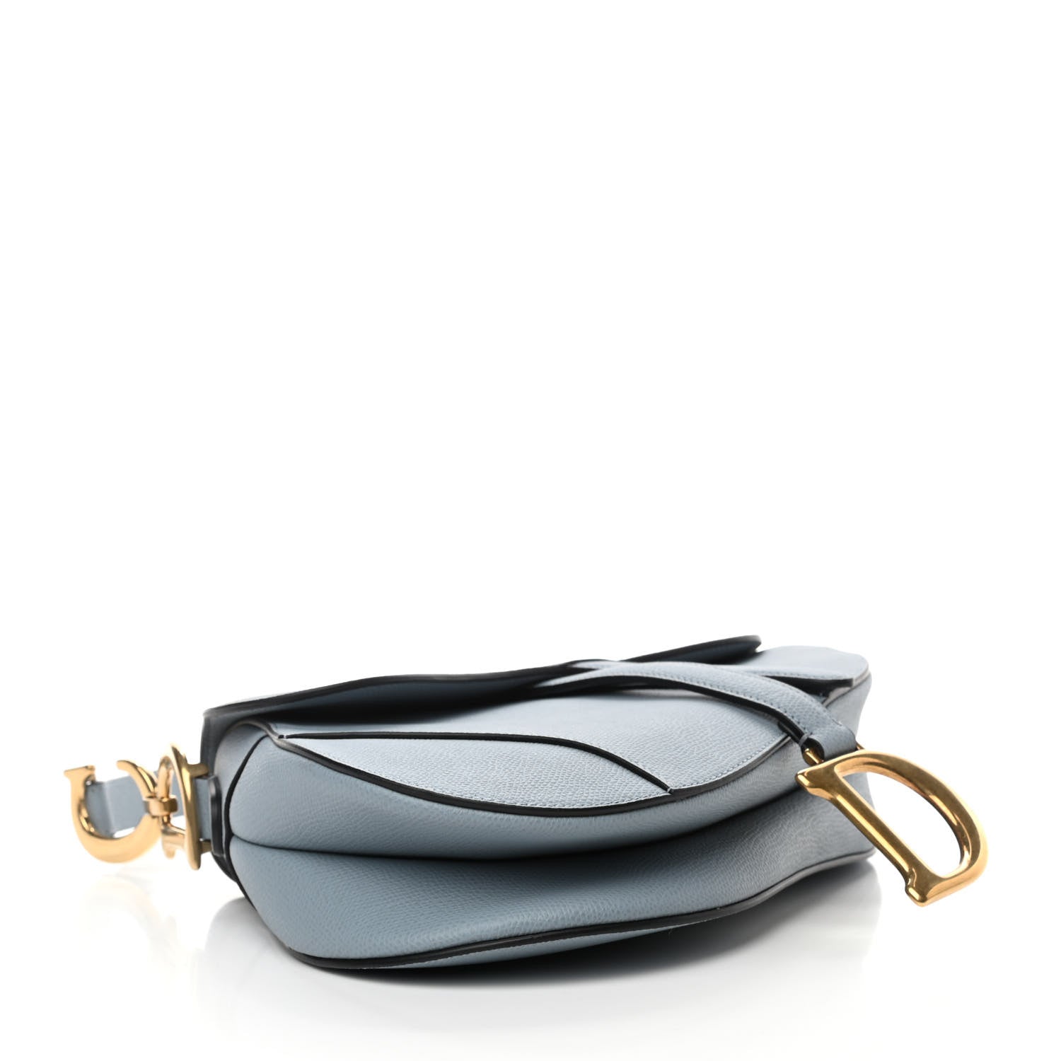 Christian Dior Grained Calfskin Saddle Bag Sky Blue 4 of 10