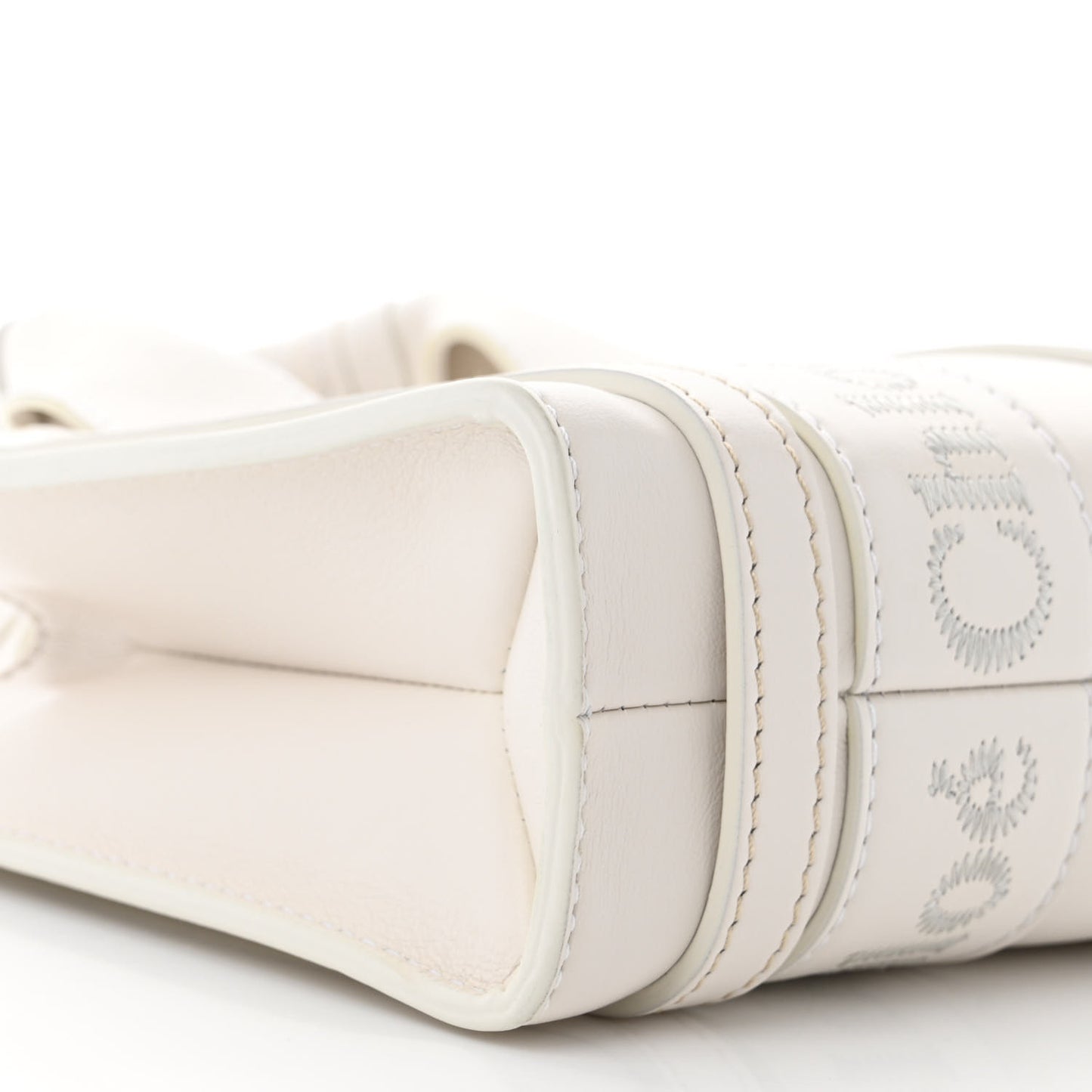 Calfskin Mini Woody Ribbon Tote White