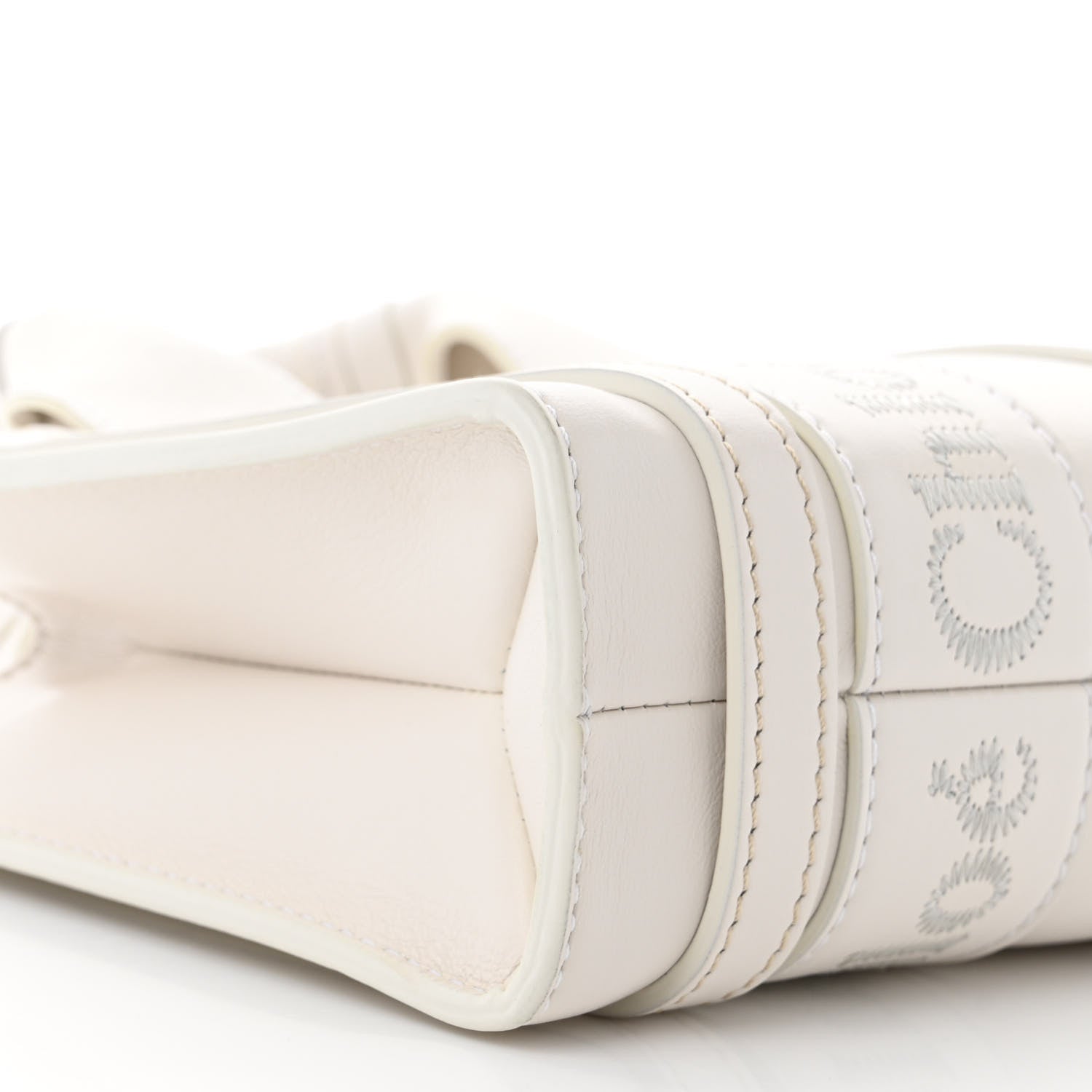 Chloe Calfskin Mini Woody Ribbon Tote White 9 of 10