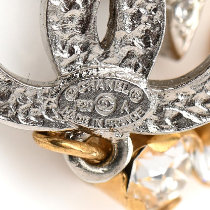Chanel Crystal Star Drop CC Earrings Silver Gold 4 of 5