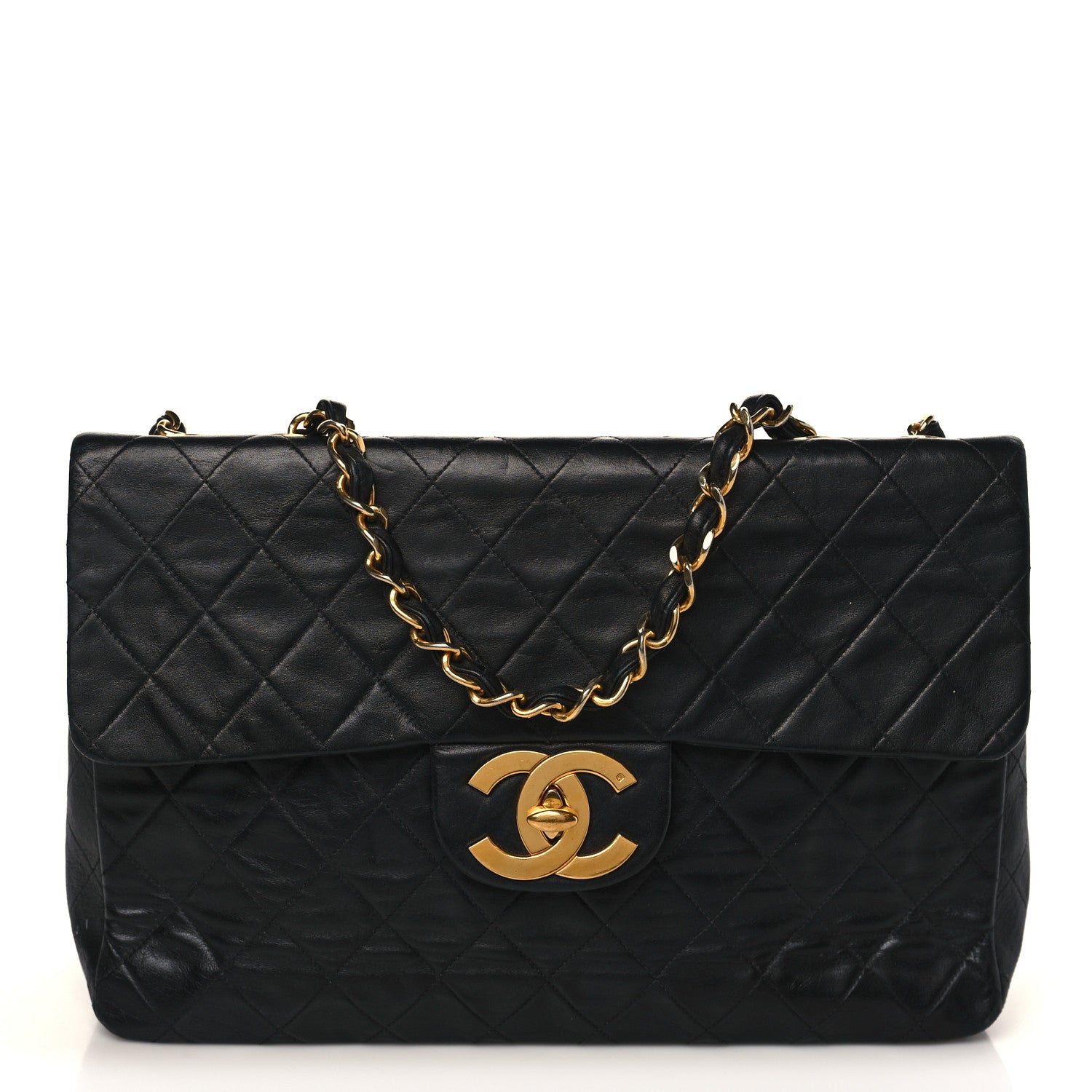 Chanel Lambskin Quilted XL Jumbo Single Flap Black 1 of 8