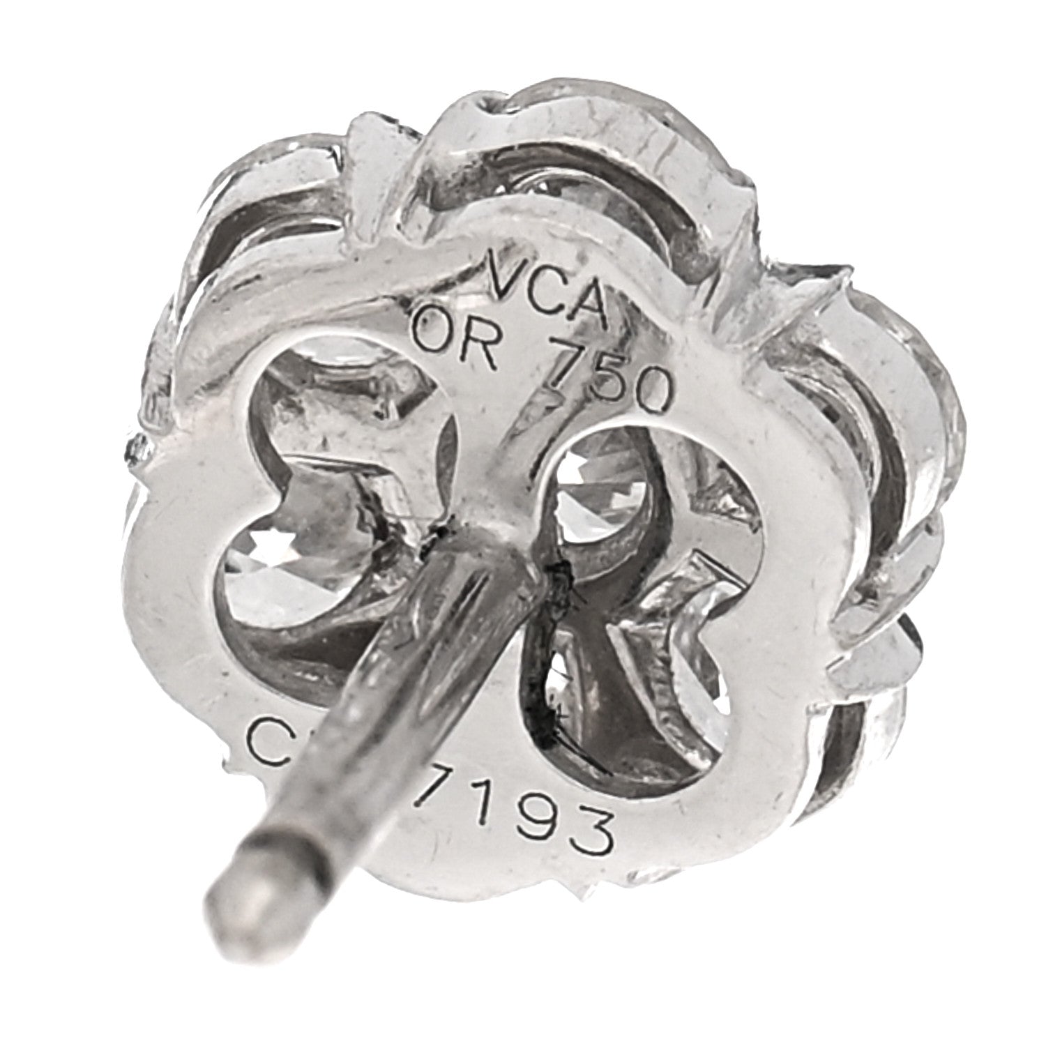 Van Cleef & Arpels 18K White Gold Diamond Fleurette Earrings 4 of 4