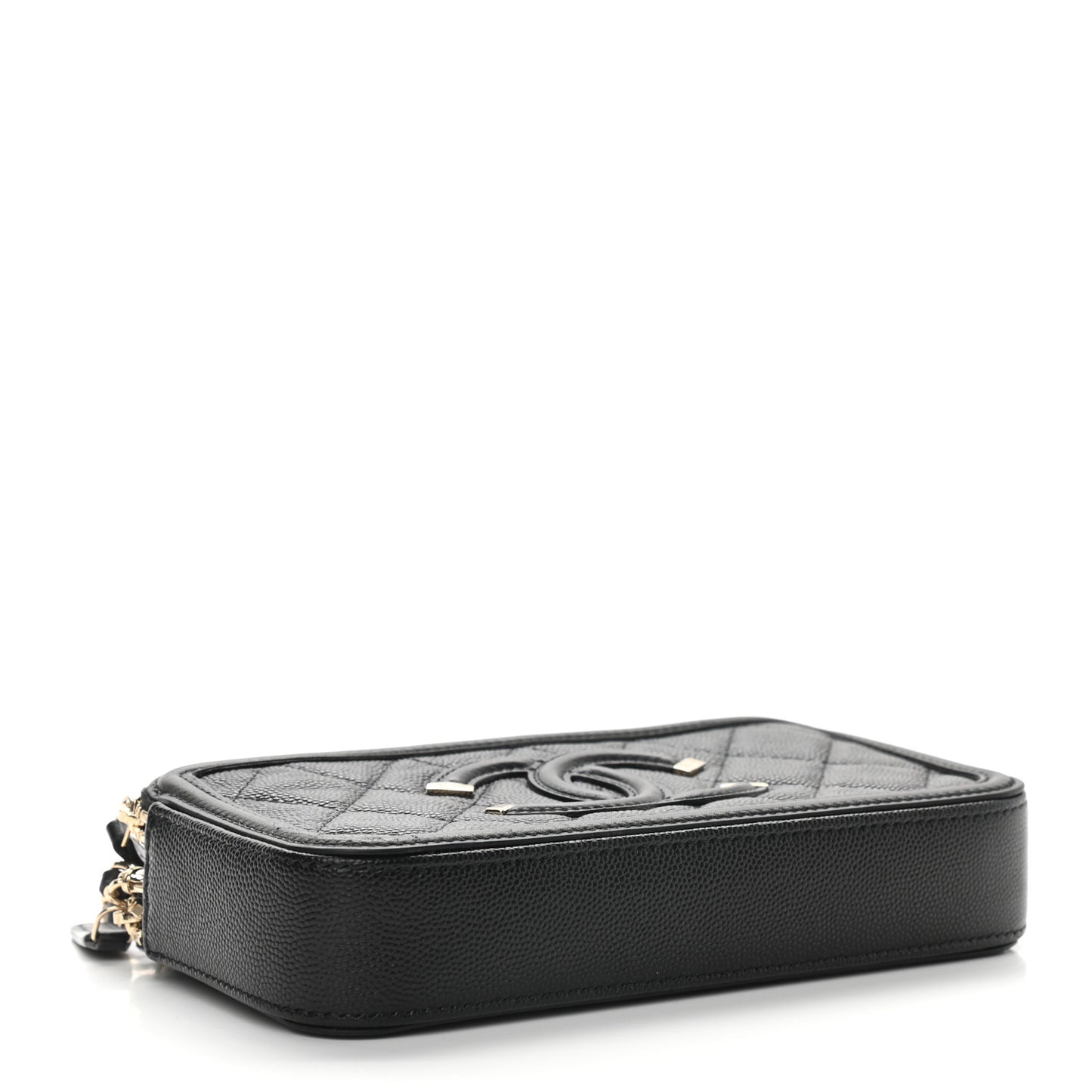 Caviar Quilted CC Filigree Clutch With Chain Black