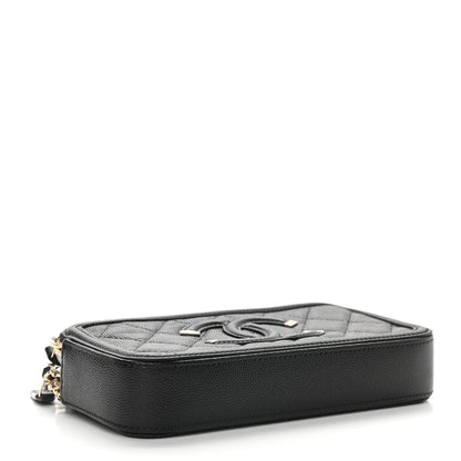 Chanel Caviar Quilted CC Filigree Clutch With Chain Black 4 of 12