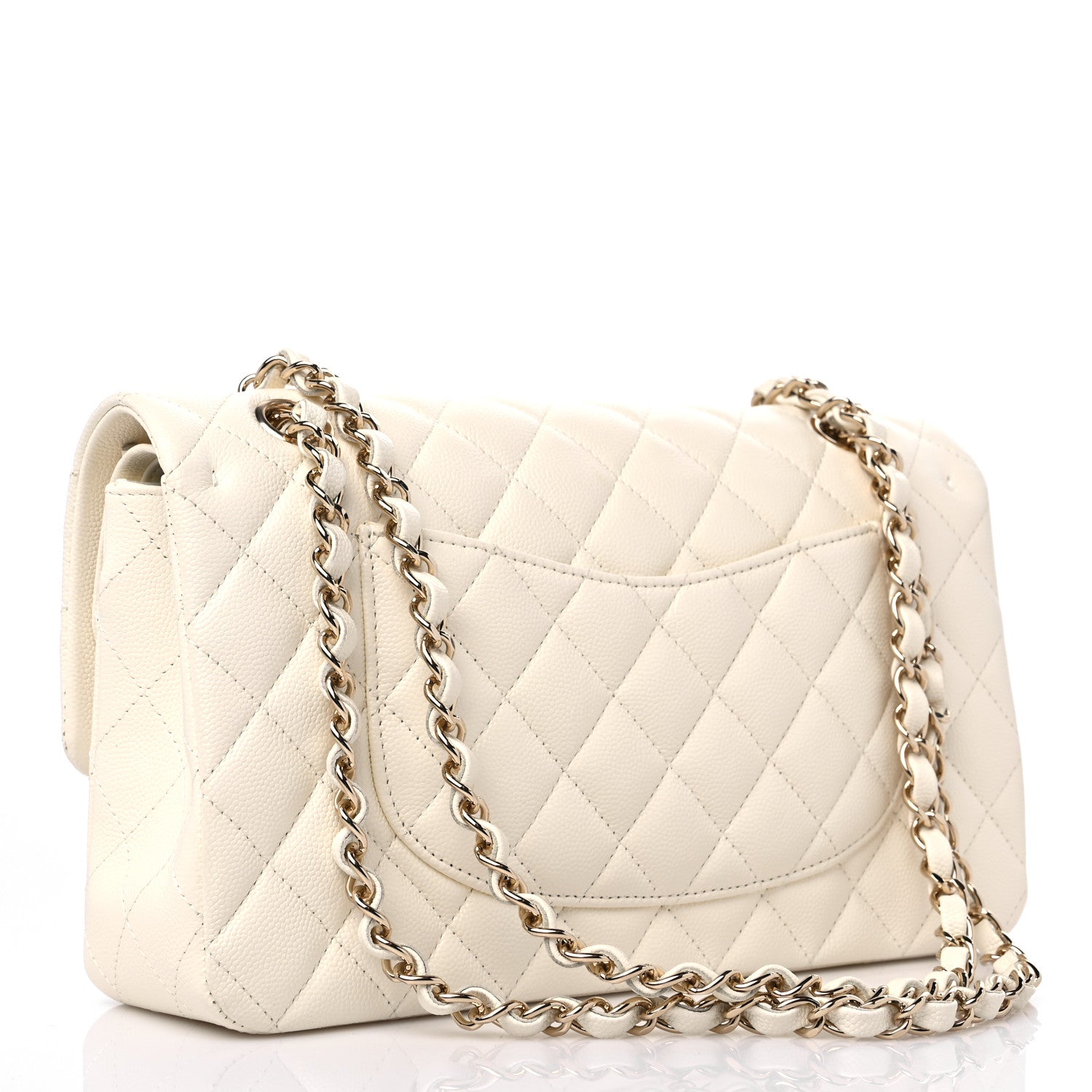 Chanel Caviar Quilted Medium Double Flap White 3 of 10