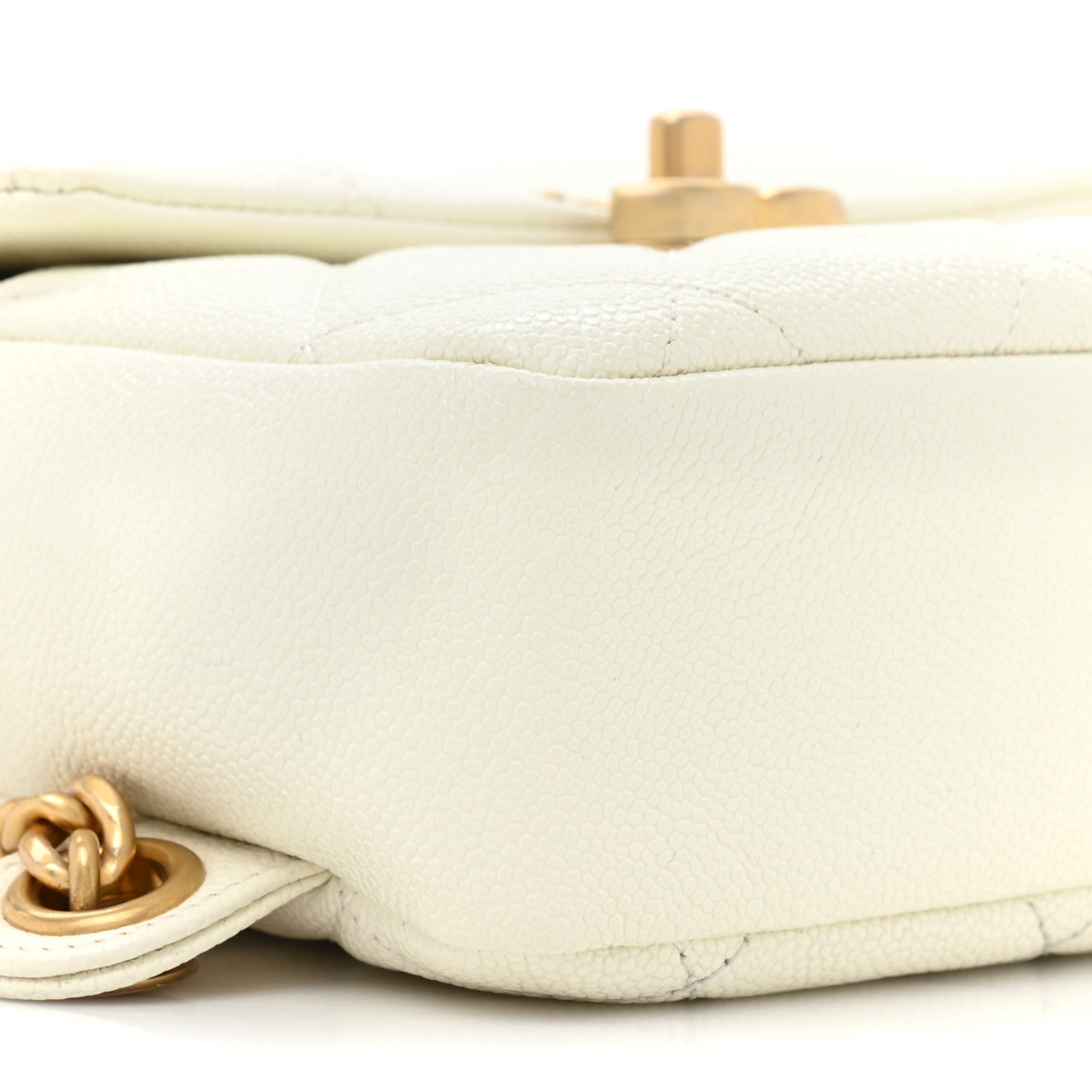 Chanel Shiny Caviar Quilted Chain Melody Backpack White 9 of 10