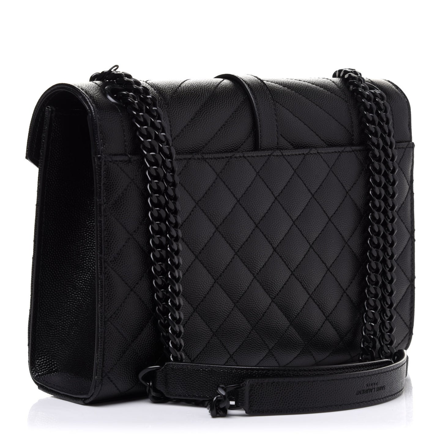 Grain De Poudre Textured Mixed Matelasse Triquilt Medium Monogram Satchel Black