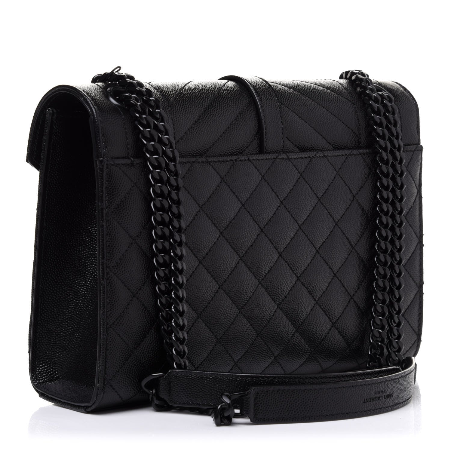 Saint Laurent Grain De Poudre Textured Mixed Matelasse Triquilt Medium Monogram Satchel Black 3 of 12