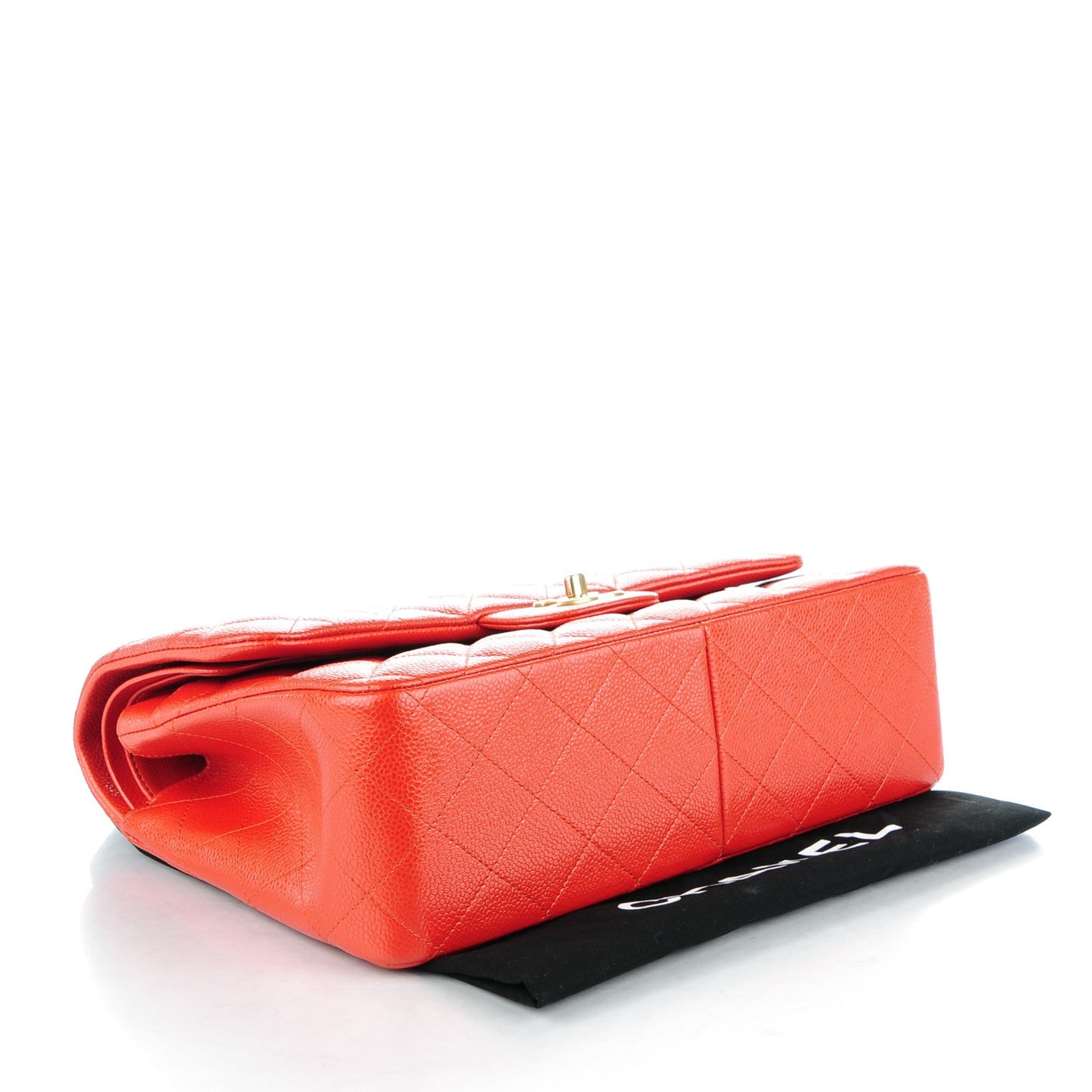 Pearly Caviar Quilted Jumbo Double Flap Orange