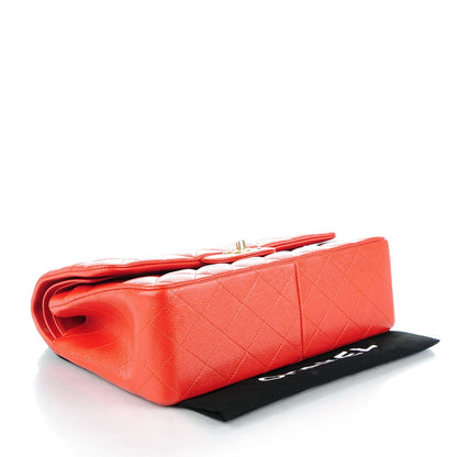 Chanel Pearly Caviar Quilted Jumbo Double Flap Orange 4 of 8