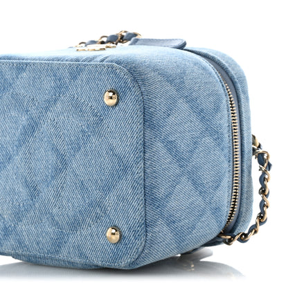 Chanel Denim Quilted Small CC Vanity Case Blue 10 of 12