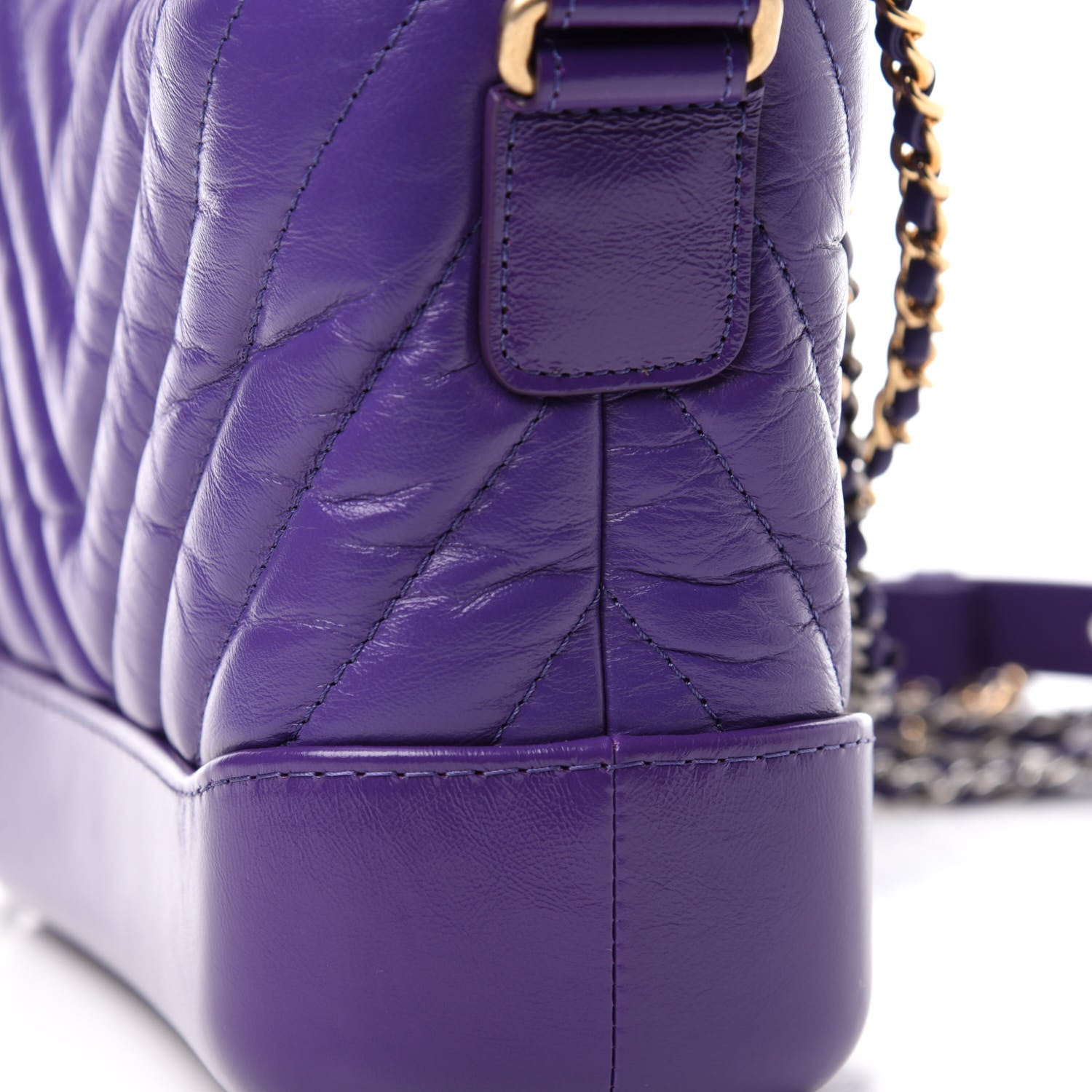 Chanel Aged Calfskin Chevron Quilted Small Gabrielle Hobo Purple 10 of 11