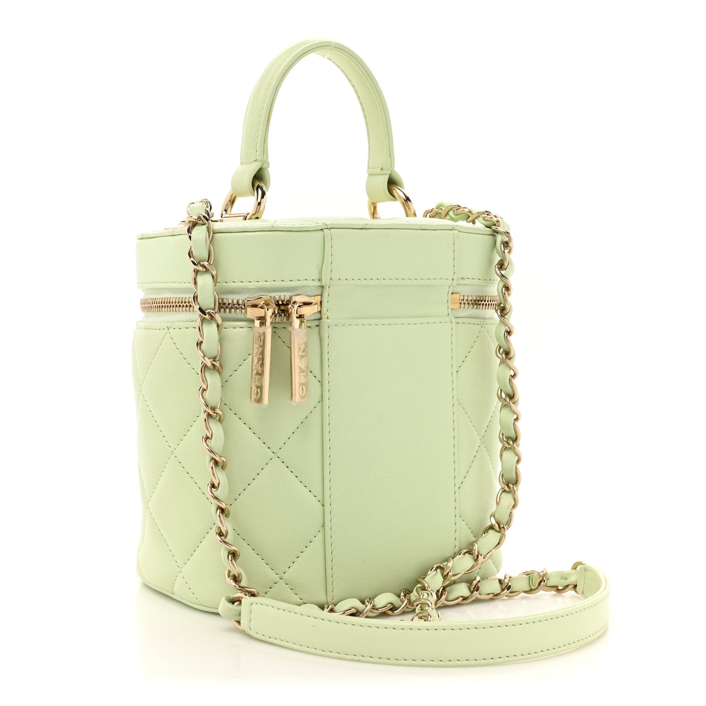 Lambskin Quilted Trendy Vanity Case Sea Green