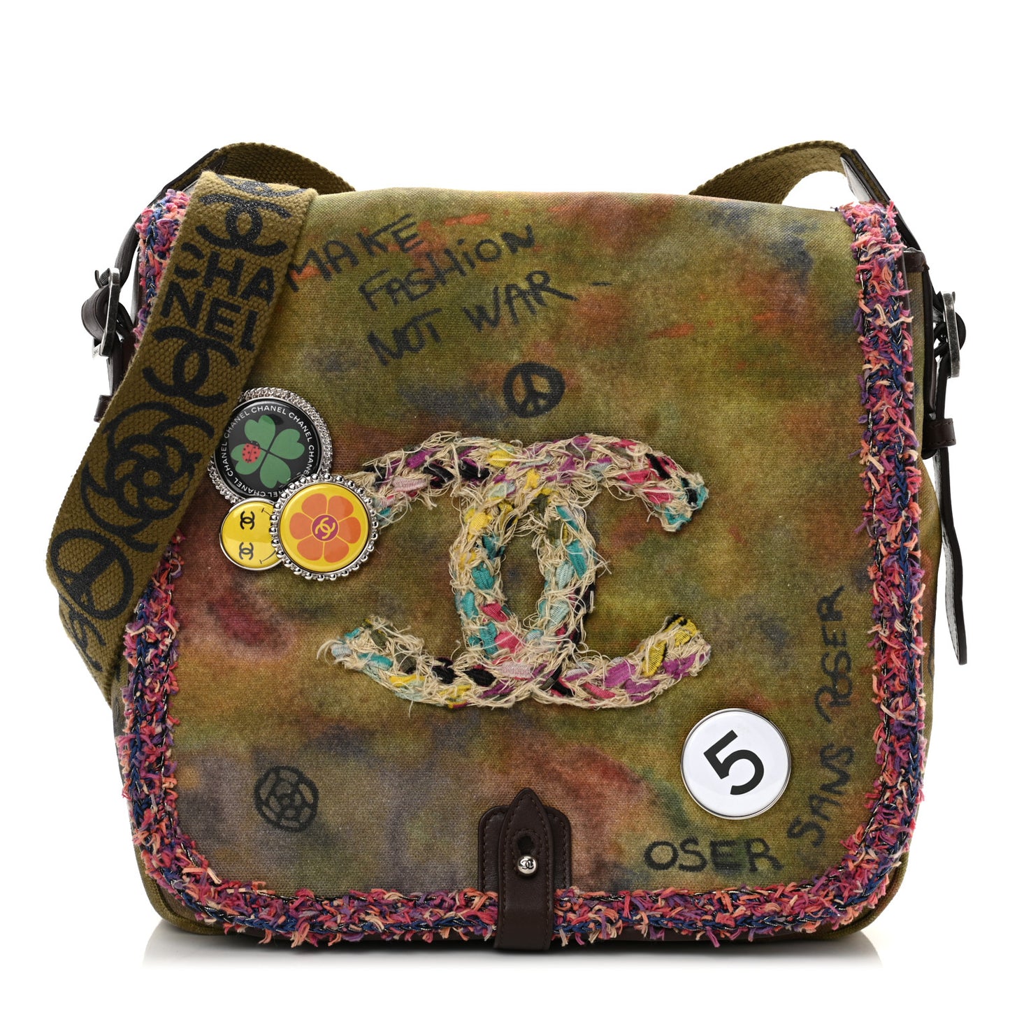 Washed Toile Graffiti On The Pavements Messenger Khaki Multicolor